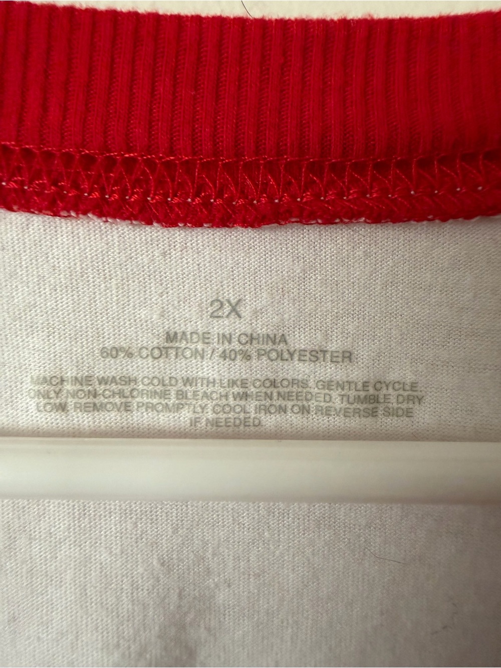Womens’ 'Merry & Bright' Raglan Long Sleeve Tee - White/Gray with Red Trim - Picture 4 of 4